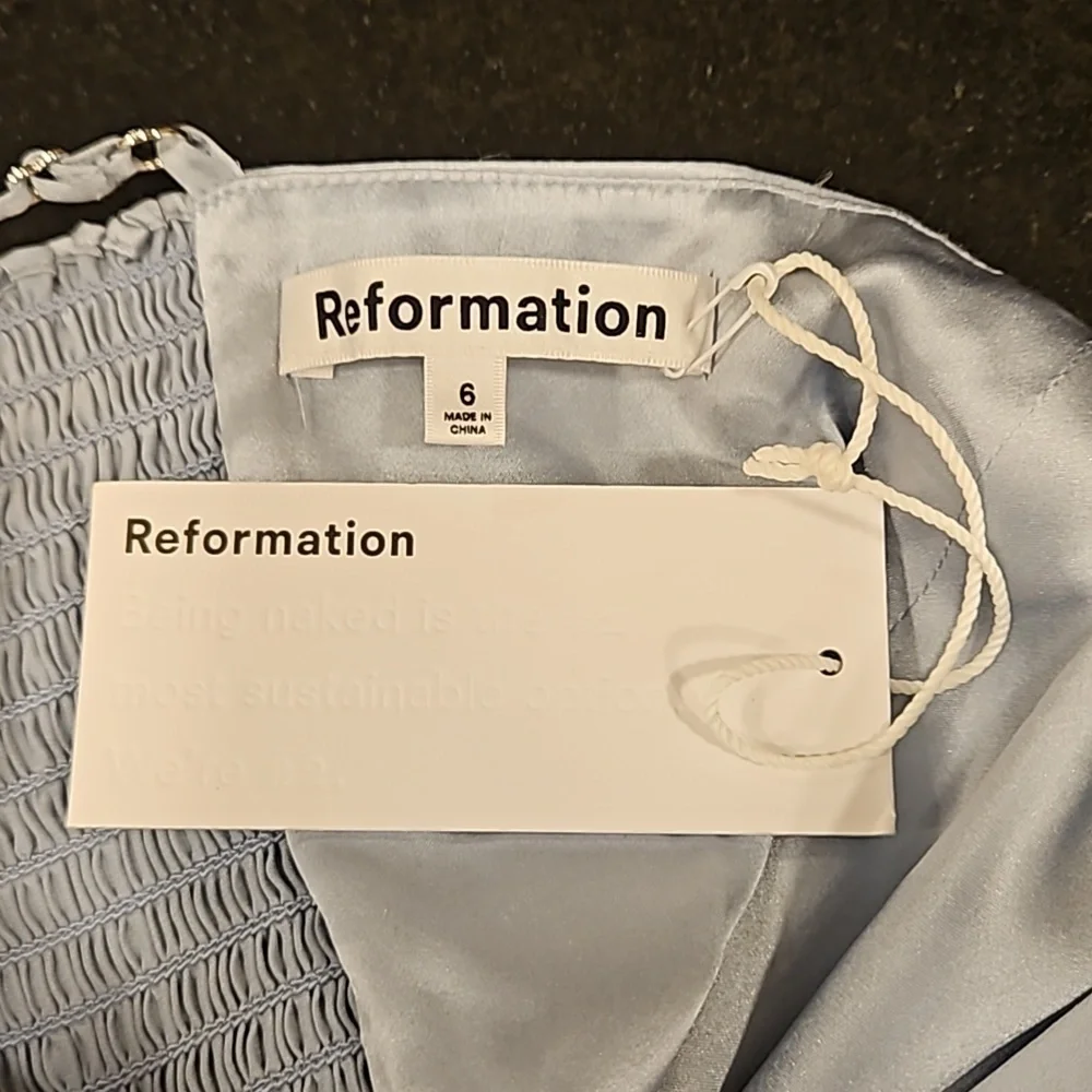 💕REFORMATION💕 Solay Silk Dress ~ Mineral 6 NWT